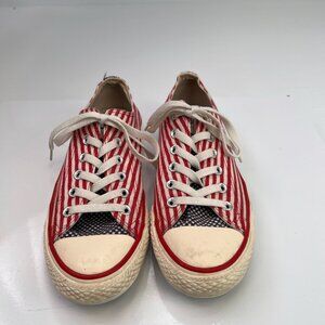 Converse Shoe Women 9 Flag USA Stripe Sneaker Lace Up Low Top Star Hip Hype Core